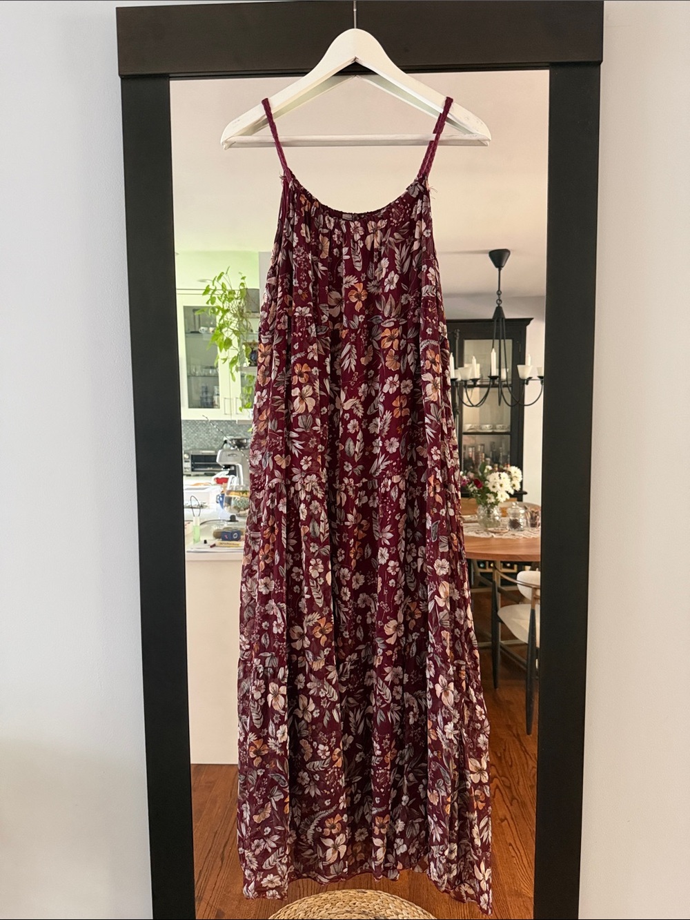 Maxi Floral Slip Dress in Burgundy